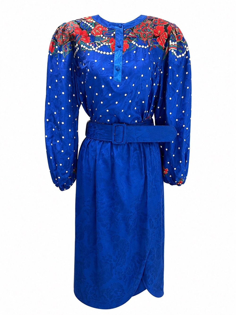 Diane Freis Silk an Wool Vintage 80s 3 Piece Set Floral Women's Dress Belted S